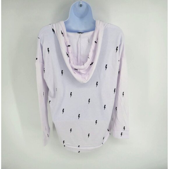 Theo & Spence Medium White Hoodie Black Lightning Print NWT $68 - Picture 5 of 5